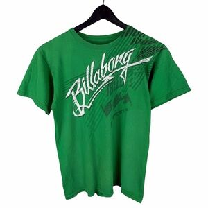 Mens Y2K Billabong Surf Streetwear Script Logo Green Graphic Shirt Size S